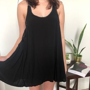 Black racer back dress with lace details